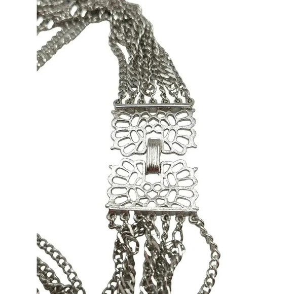 Trifari Multi Strand Chain Necklace Fold Over Closure Adjustable Gold Tone VTG - Picture 3 of 6